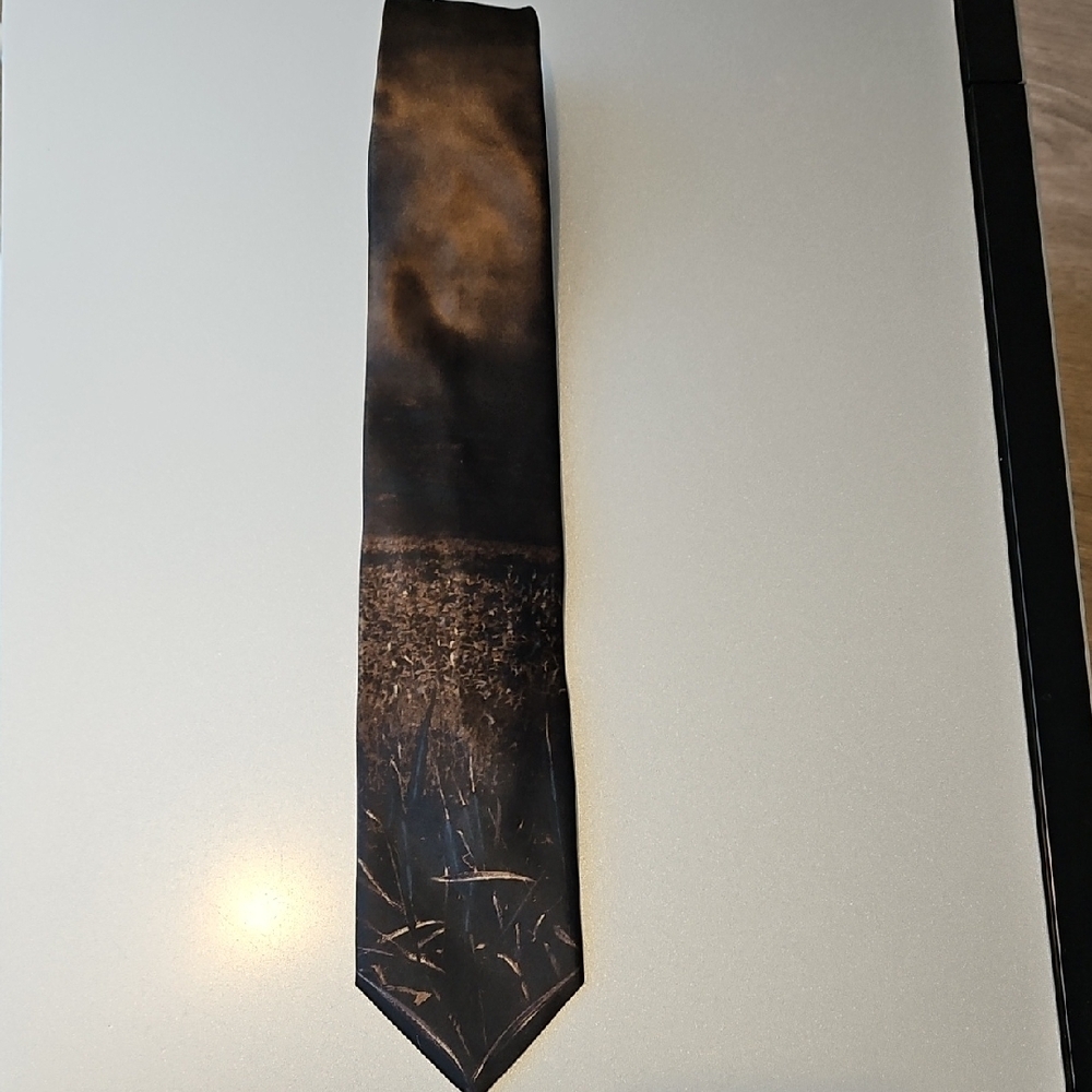 Sophisticated Black and Brown Men's Tie - Picture 3 of 4
